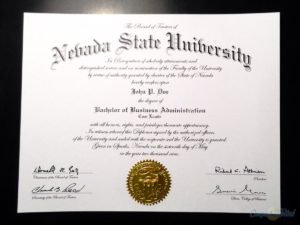 Fake Nevada State University Diploma