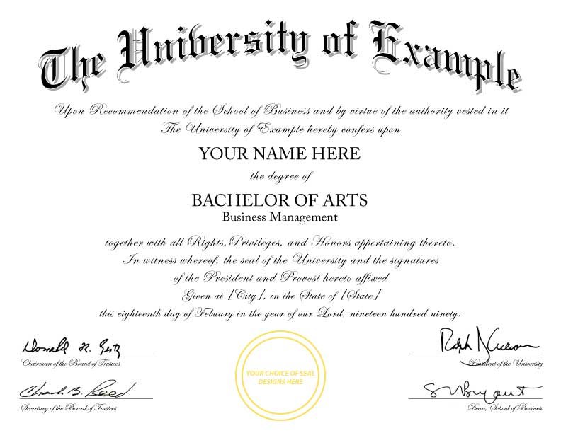Printable Fake Degree Certificate