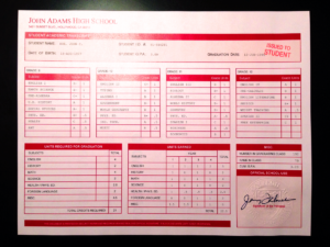 Fake High School Transcript Sample | HST01-RED/RED PAPER
