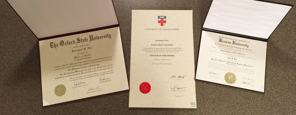 phd diploma size