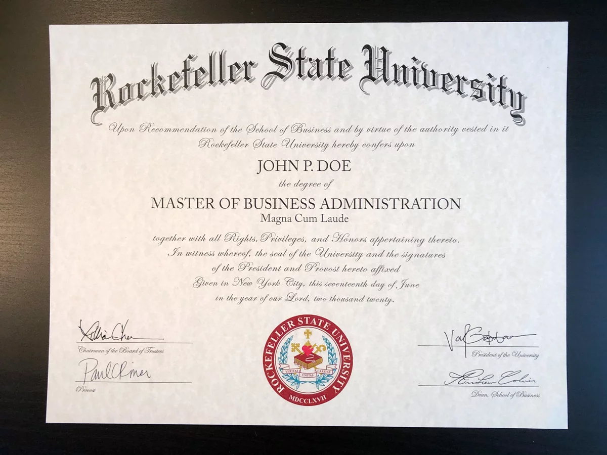 Fake University Diploma (Template D01 / C01-Maroon Seal / Natural Parchment)