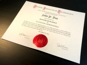 Replica MIT Diploma (D12 Template / ES01-Red Foil Embossed Seal / Fleece Parchment)